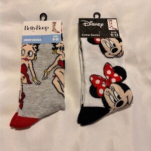 Betty Boop and Minnie Mouse Disney Crew Socks Set